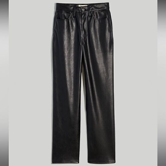 MADEWELL The Petite Perfect Vintage Straight Jean Faux Leather Edition Black 24P - Picture 4 of 12